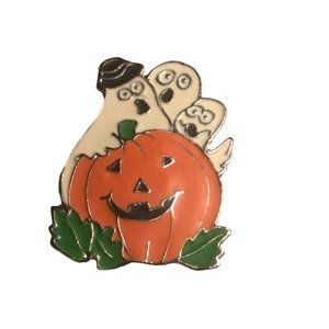 Brooch Pin- Halloween Pumpkin Ghosts Enamel